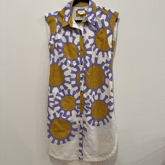 Anthropologie Maeve The Lillian Cap Sleeve Button-front Midi Dress Sz S Boho - Picture 2 of 8